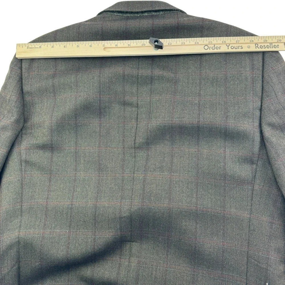 Ermenegildo Zegna Brown Windowpane Check Wool 3 Button 2 Vent‎ Blazer Size 42L